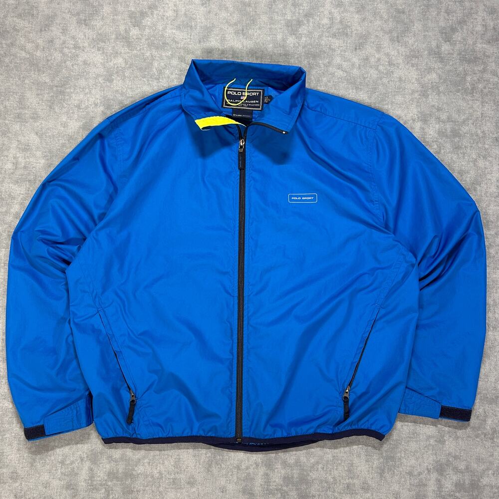 VTG Y2K Polo Sport blue activewear casual lightweight windbreaker mens L